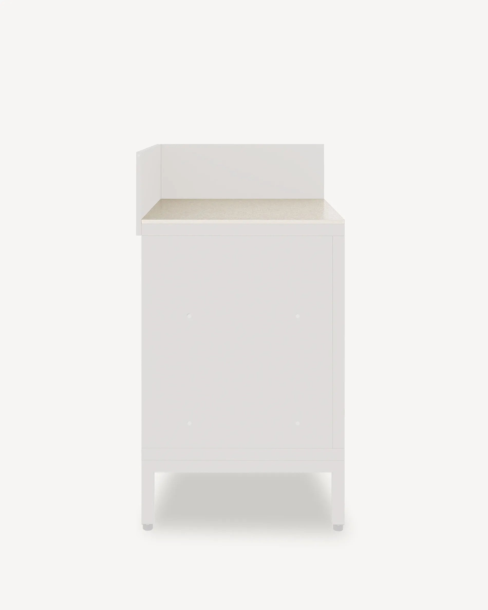 Caisson d'angle PILOTIS avec plateau et façade beige crème, packshot fond blanc