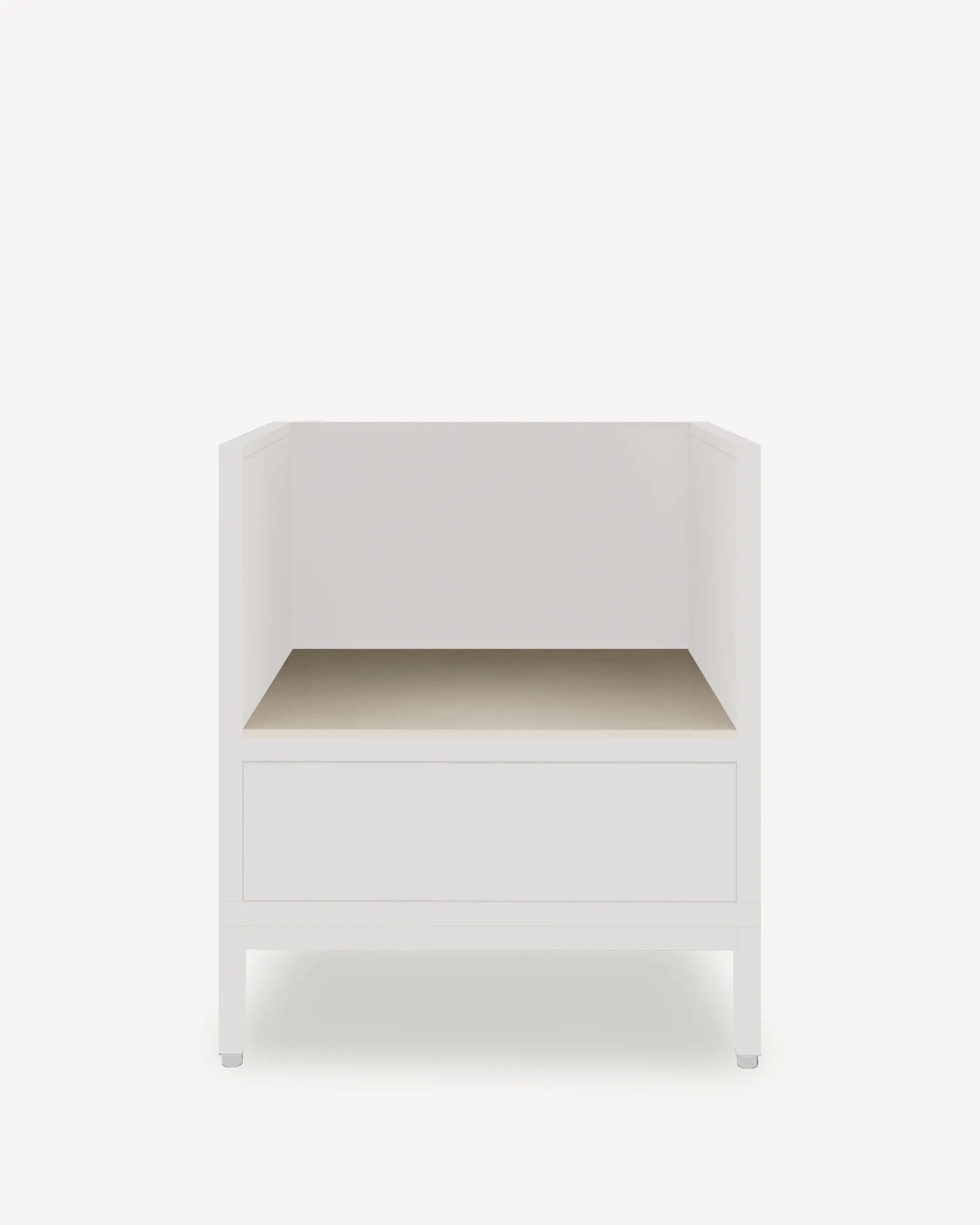 Caisson PILOTIS module Kamado avec plateau et façade beige crème, packshot fond blanc