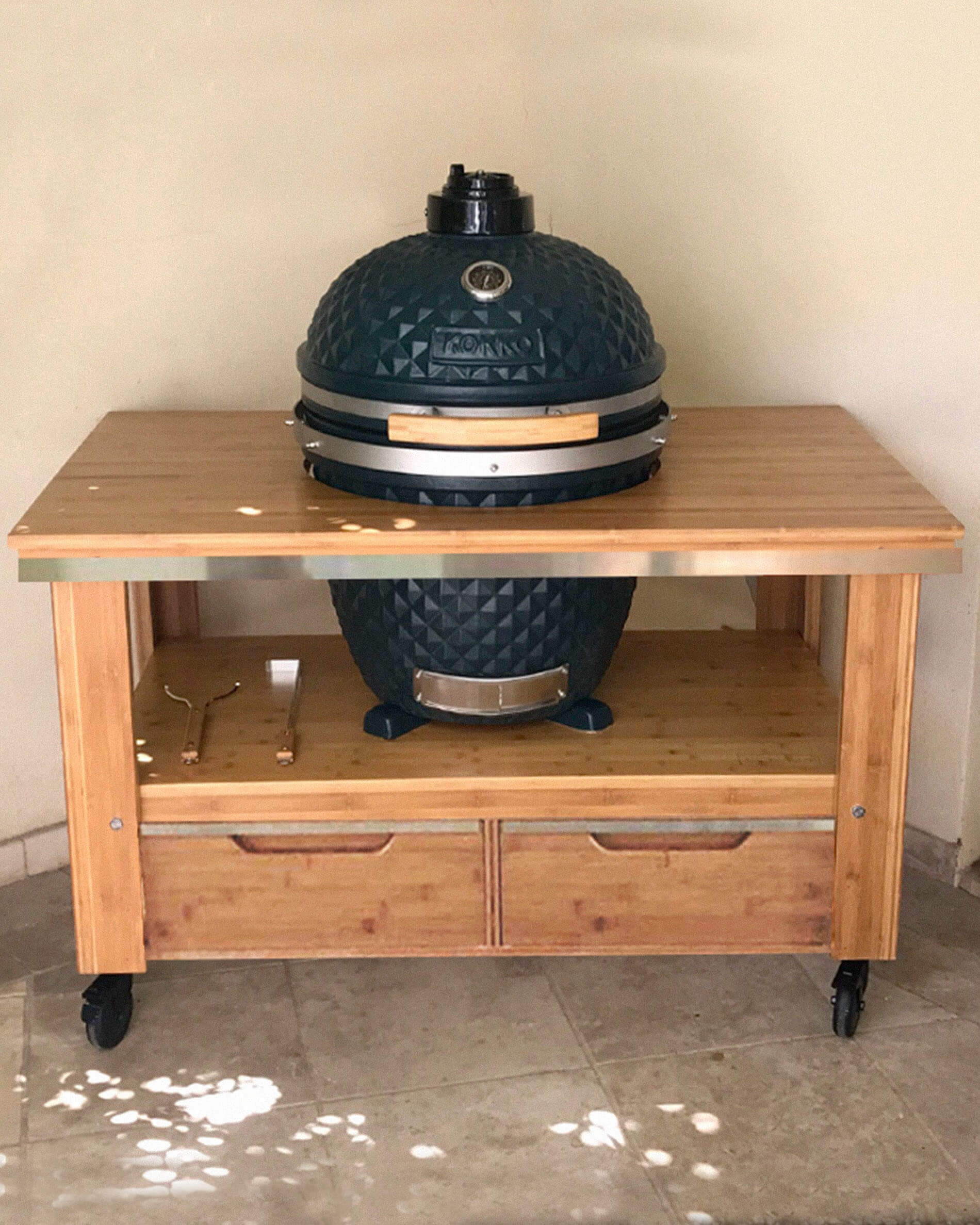 Chariot bois avec tiroirs