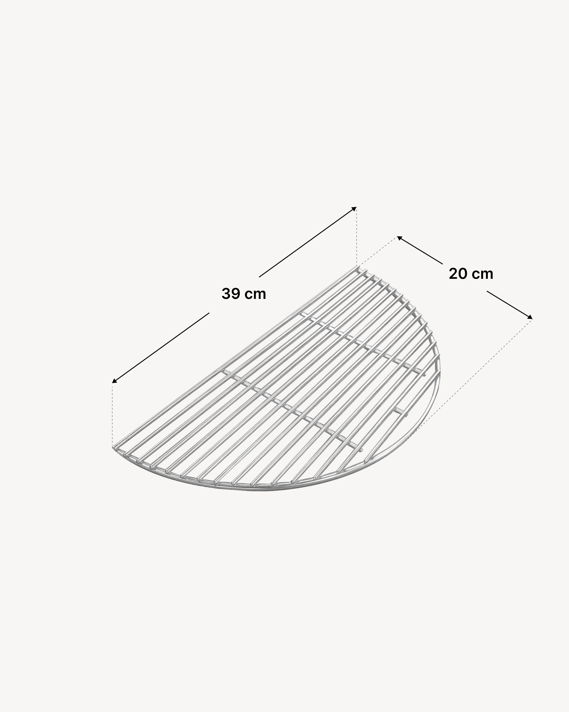 Afmetingen halve roestvrijstalen grill Kokko L