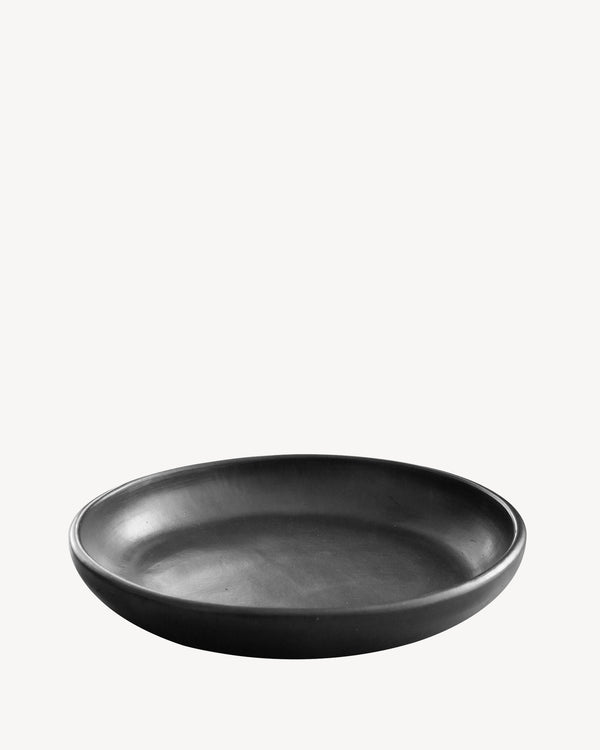 Grand plat rond en argile noire Chamba Ø33cm